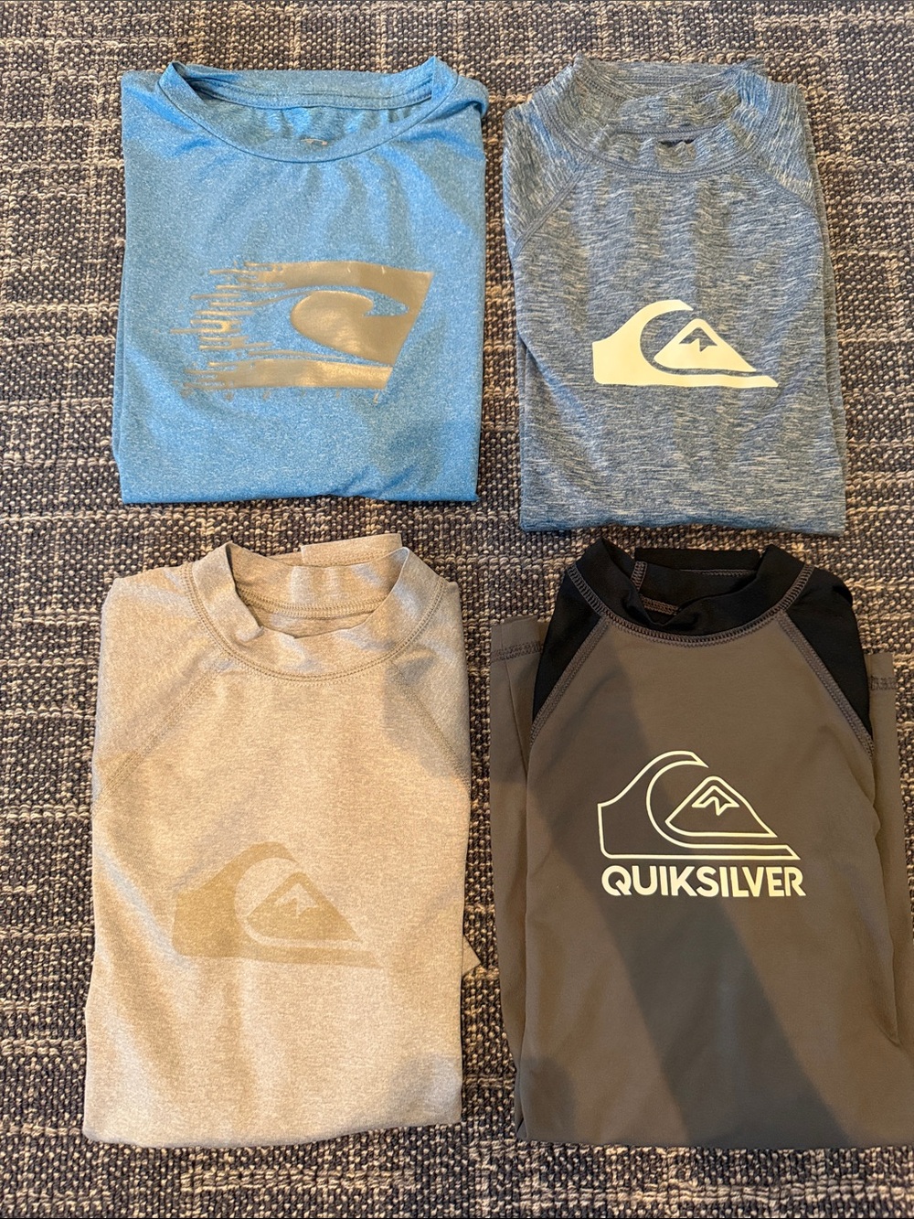Set of 4 Quiksilver Kids' & O’Neill Rash Guard Tops - Size 12-14 youth